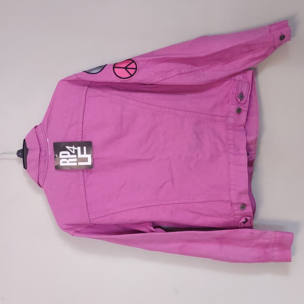 LF RP4 Levi's Eleanor Tie Dye Patched Denim Jacket One Size Pink - Picture 8 of 10